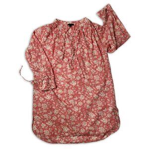 J.Crew Women's Pink Floral Top/Dress, Size Large, Long Sleeve, Boho Style